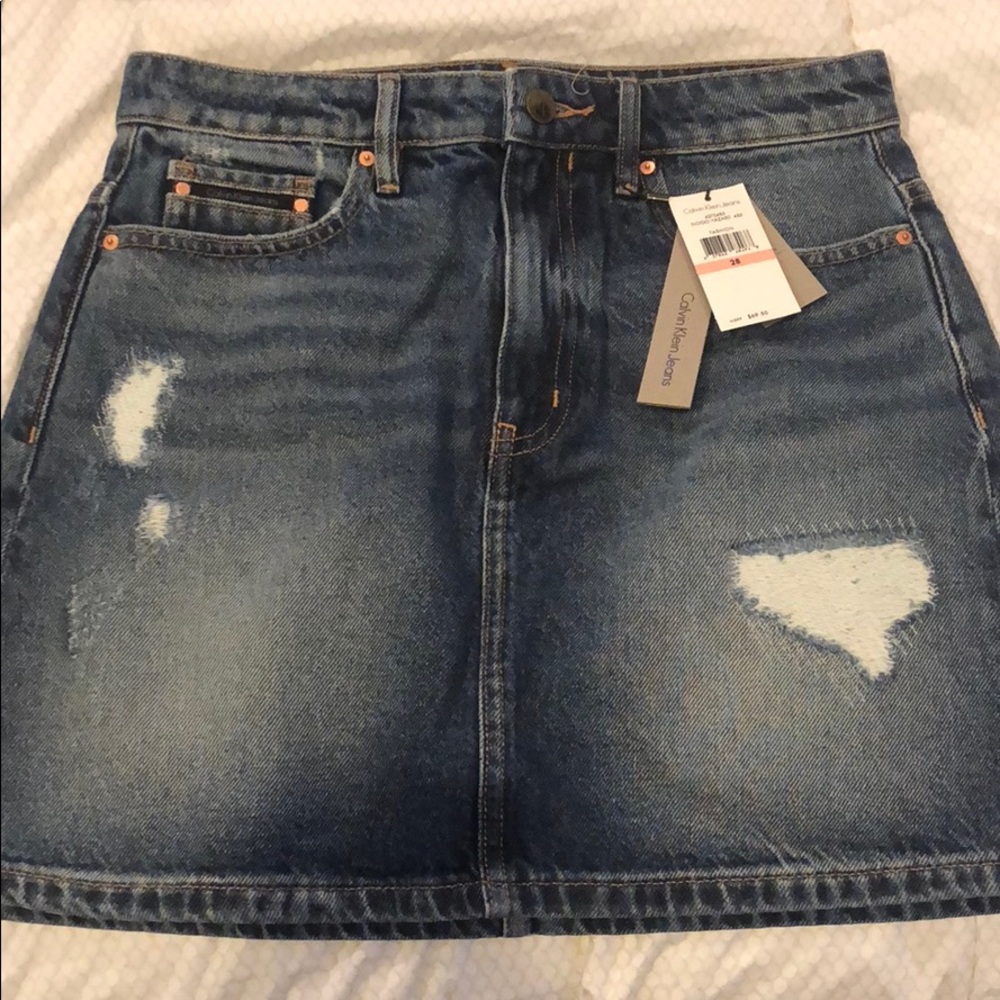 B2G1 Calvin Klein Denim Distressed Skirt